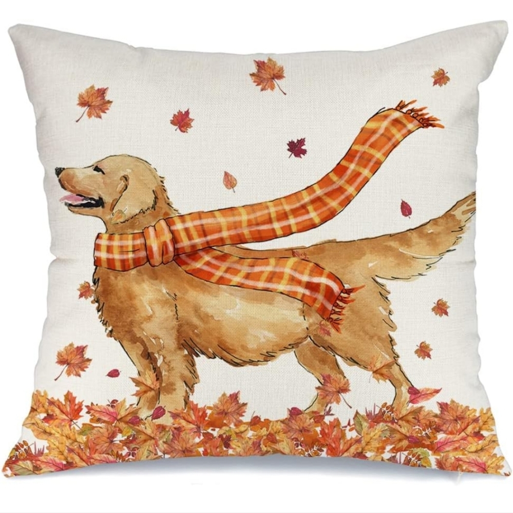 Dog Labrador lab pillow pillowcase pillow cover 18x18" new fall Autumn leafs